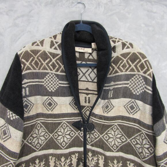 Anu By Natural Cotton Winter Snowflake Print Blazer Jacket Size Medium Lagenlook - Picture 2 of 10